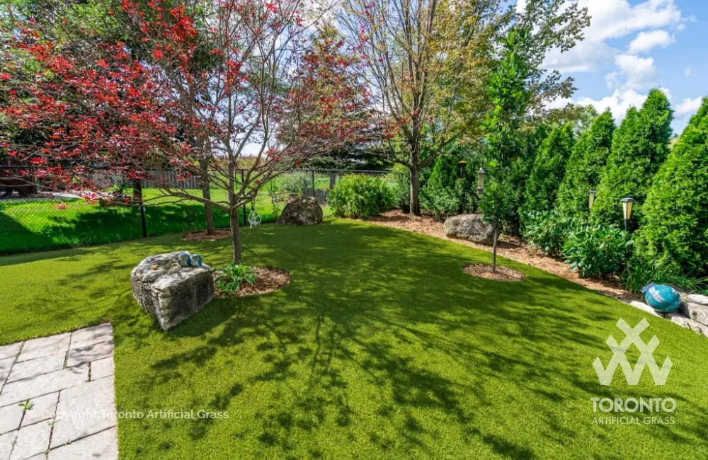 Eco friendly artificial grass backyard